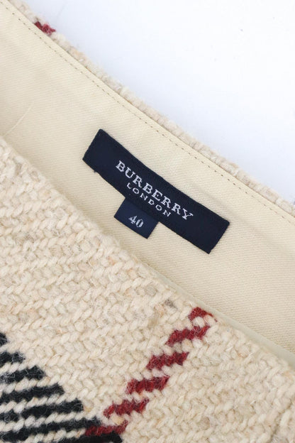 Vintage F/W 2000 Burberry Classic Giant Nova Check Thick Textured Wool Midi Skirt / S