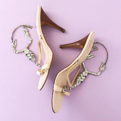 Vintage Vicini Giuseppe Zanotti Leather Sandals Scorpion Charm Heels Mules / 40 (US 10)