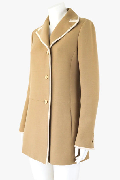 Vintage F/W 1996 Prada Wool Angora Blend Tan Beige Runway Coat / IT 46 (M-L)