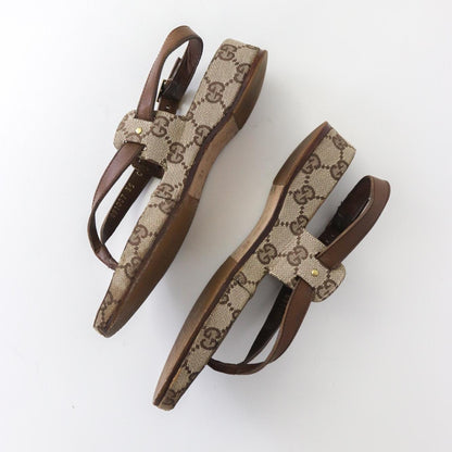 Vintage 2000s Gucci Canvas Leather Beige GG Monogram Thong Sandals / 35 (US 5)