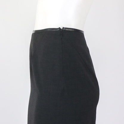 Vintage F/W 1997 Gucci by Tom Ford Wool Skirt Slit Leather Trim / IT 38 (XS)
