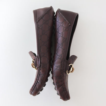 Vintage Gucci Guccissima Monogram Leather Loafers Moccasin Bamboo Horsebit Detail  / 40 (US 10)