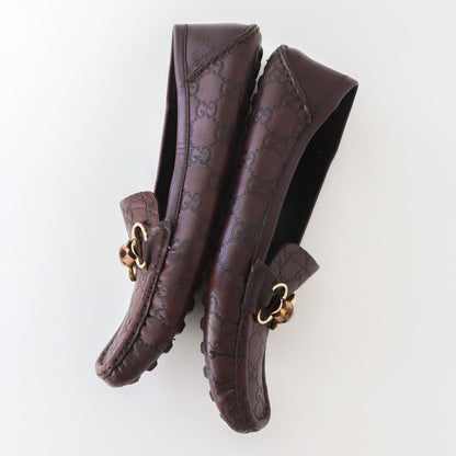 Vintage Gucci Guccissima Monogram Leather Loafers Moccasin Bamboo Horsebit Detail  / 40 (US 10)