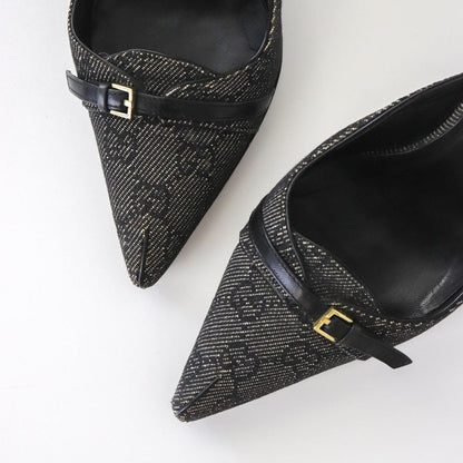 Vintage Gucci by Tom Ford Gray Denim Monogram Canvas Mules / 36 (US 6)