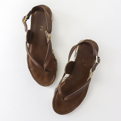 Vintage 2000s Gucci Canvas Leather Beige GG Monogram Thong Sandals / 35 (US 5)