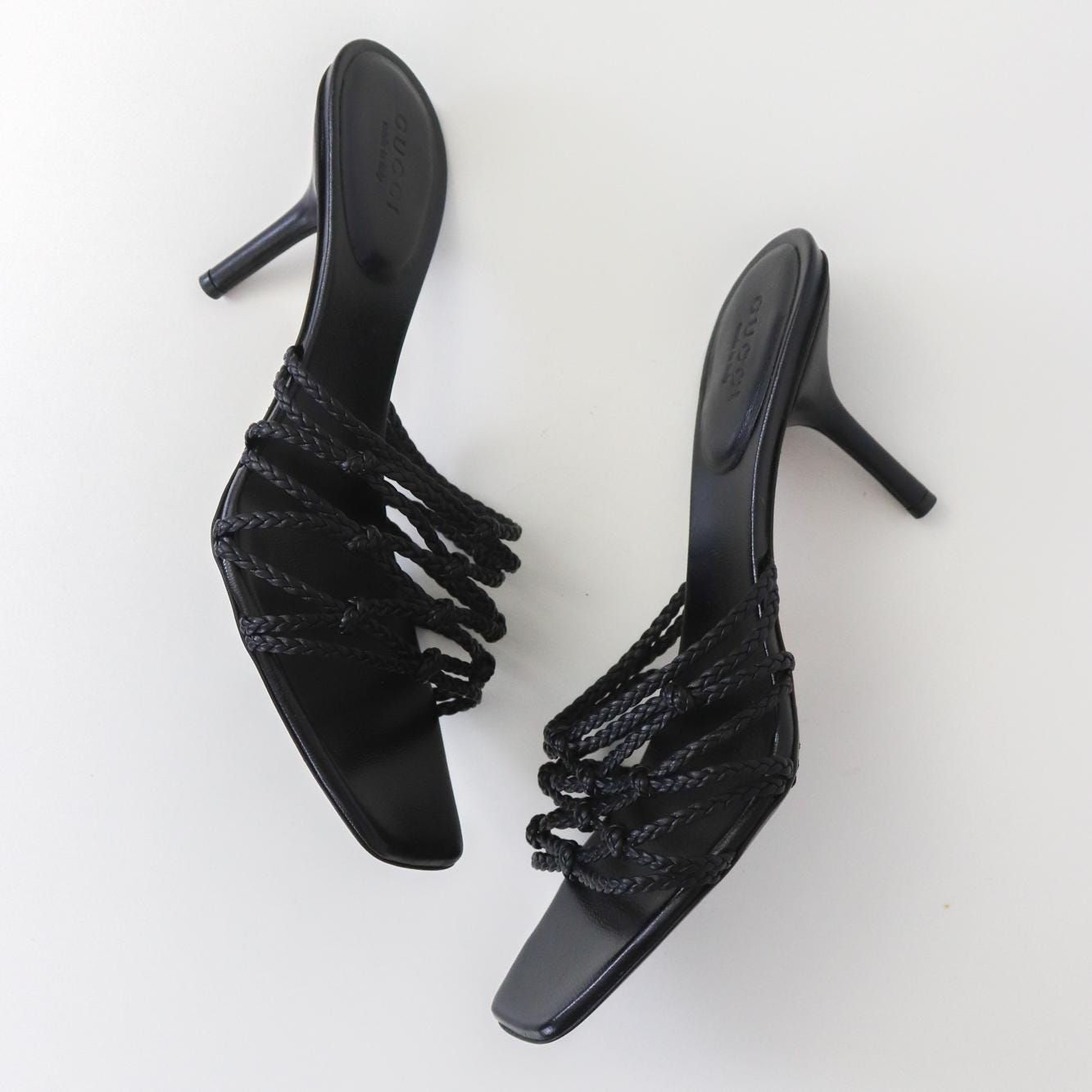 Vintage F/W 2002 Gucci by Tom Ford Black Braided Leather Mules / 35.5 (US 5.5)