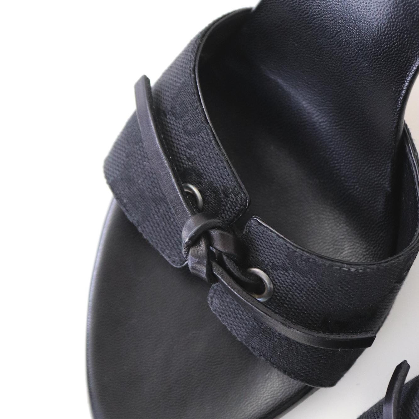Vintage Gucci GG Monogram Canvas Mules Bow Detail Heels / 37.5 (US 7.5)