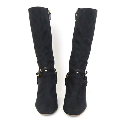 Vintage Gucci by Tom Ford Canvas Monogram Boots Horsebit Chain Heels / 36 (US 6)