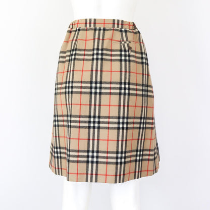 Vintage Burberry Classic Tan Nova Check Pleated Wool Kilt Skirt / S