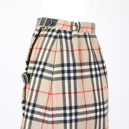 Vintage Burberry Classic Tan Nova Check Pleated Wool Kilt Skirt / S