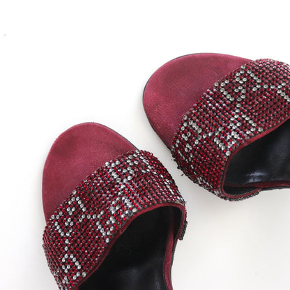 Vintage S/S 1998 Gucci Tom Ford GG Monogram Swarovski Crystal Stiletto Heel Mules / 37.5 (US 7.5)