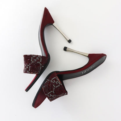 Vintage S/S 1998 Gucci Tom Ford GG Monogram Swarovski Crystal Stiletto Heel Mules / 37.5 (US 7.5)