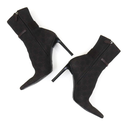 Vintage Gucci by Tom Ford Brown GG Monogram Canvas Ankle Boots Heels / 36.5 (US 6.5)