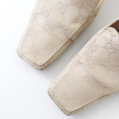 Vintage Gucci by Tom Ford Beige GG Logo Monogram Mules Square Toe Heels / 37 (US 7)