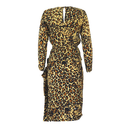 Vintage F/W 1986 Yves Saint Laurent Rive Gauche Iconic Leopard Print Silk Dress / XS