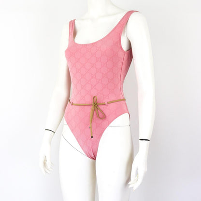 Vintage 1999 Gucci by Tom Ford Pink GG Logo Monogram One Piece Swimsuit Bodysuit / XS