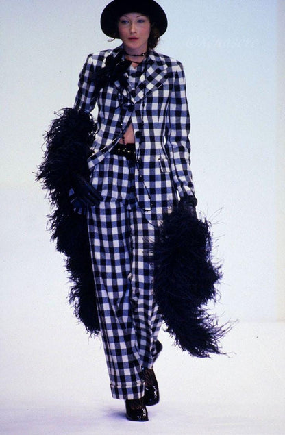 Vintage F/W 1993 Dolce&Gabbana Wool Patchwork Check Houndstooth Waistcoat Top