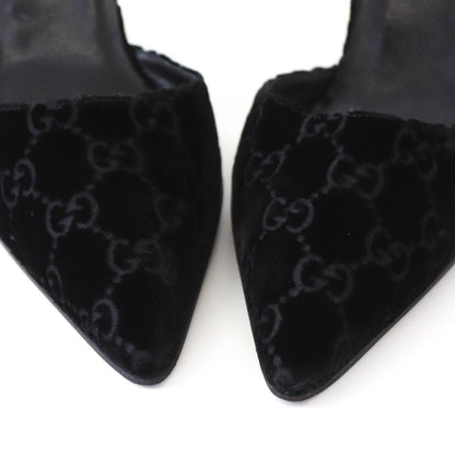 Vintage F/W 1997 Gucci by Tom Ford Black Velvet Monogram Pointed Toe Heels / 37 (US 7)
