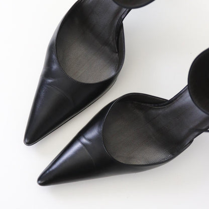 Vintage Gucci by Tom Ford Black Leather Pointed Toe Heels Satin Bow Pumps / 37 (US 7)