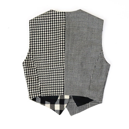 Vintage F/W 1993 Dolce&Gabbana Wool Patchwork Check Houndstooth Waistcoat Top