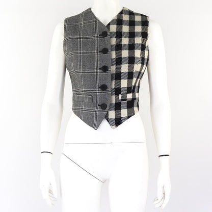 Vintage F/W 1993 Dolce&Gabbana Wool Patchwork Check Houndstooth Waistcoat Top
