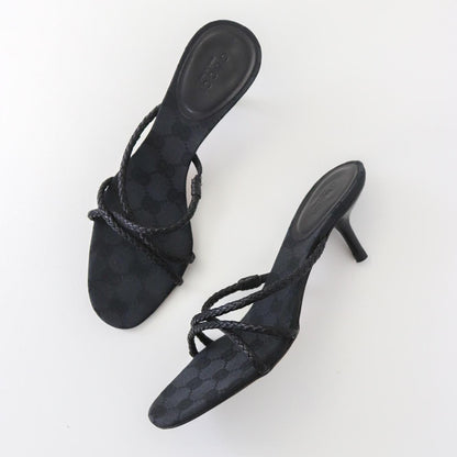 Vintage F/W 2002 Gucci by Tom Ford GG Monogram Kitten Heels Leather Rope Mules / 35 (US 5)