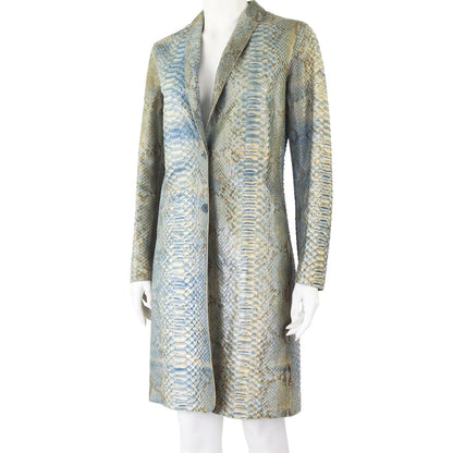 Vintage S/S 2000 Calvin Klein Collection Blue Python Leather Snakeskin Coat / S