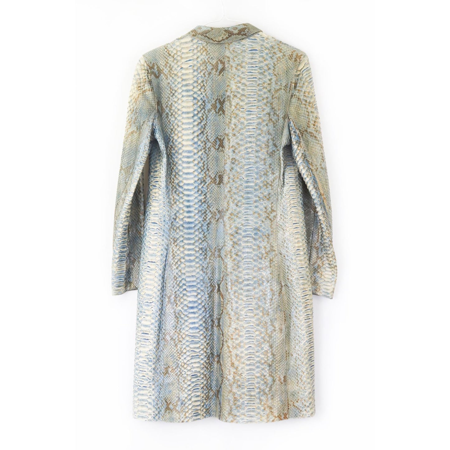 Vintage S/S 2000 Calvin Klein Collection Blue Python Leather Snakeskin Coat / S