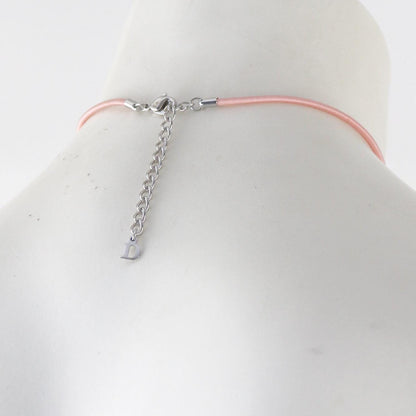 Vintage Christian Dior Silver Pink Chord Choker CD Logo Ribbon Necklace