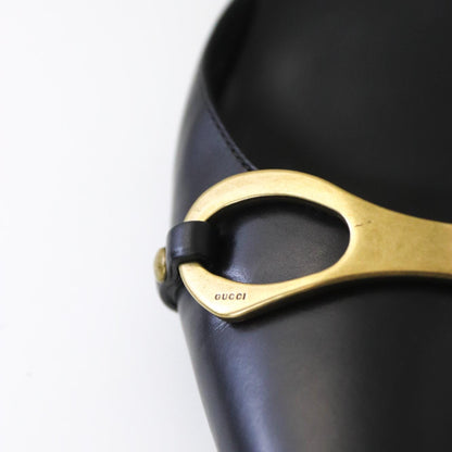 Vintage Gucci by Tom Ford Black Leather Slingback Heels Metal Horsebit Logo / 35.5 (36)