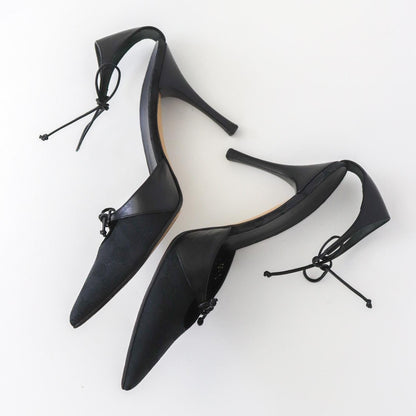 Vintage Gucci GG Logo Monogram Mules Pointed Toe Heels Strappy Pumps / 37.5 (US 7.5)