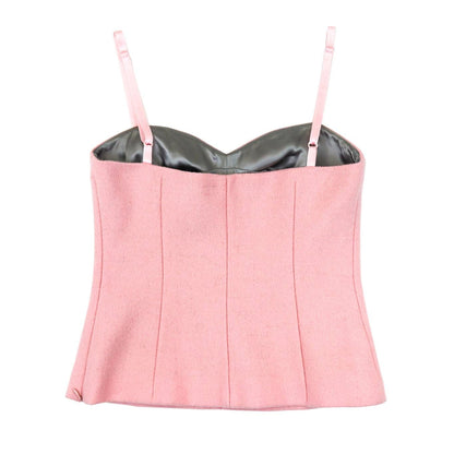 Vintage 2000s Miu Miu Prada Baby Pink Wool Mohair Bustier Top / IT 42 (S)