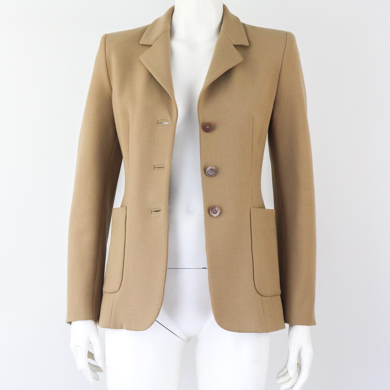 Vintage F/W 1996 Prada Beige Tan Wool Blazer / IT 40 (XS-S)
