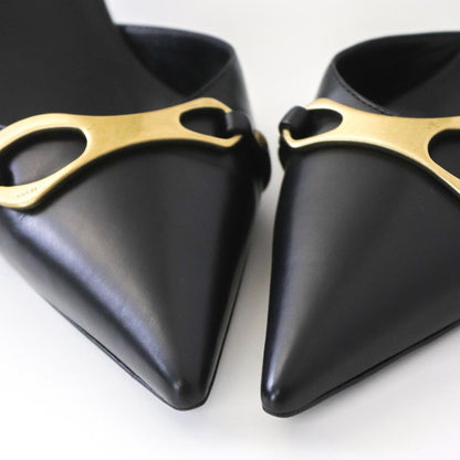 Vintage Gucci by Tom Ford Black Leather Slingback Heels Metal Horsebit Logo / 35.5 (36)