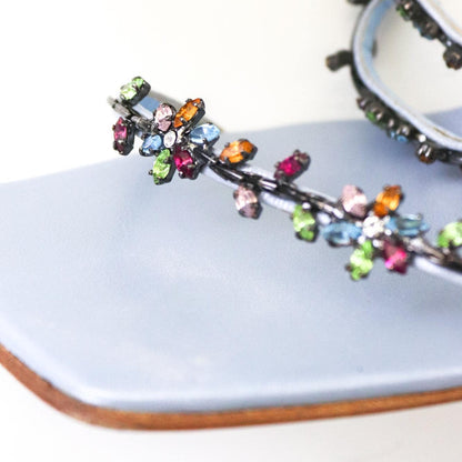 Vintage Vicini Giuseppe Zanotti Baby Blue Square Toe Crystal Bejeweled Heels / 38.5 (US 8.5)