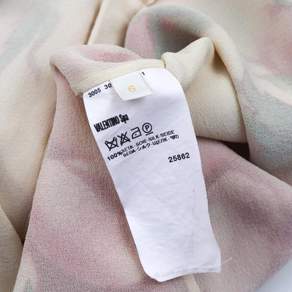 Vintage Valentino S/S 2006 Runway Silk Floral Print Blouse Lace Ruffle Jabot Top / XS-S