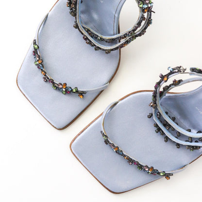 Vintage Vicini Giuseppe Zanotti Baby Blue Square Toe Crystal Bejeweled Heels / 38.5 (US 8.5)