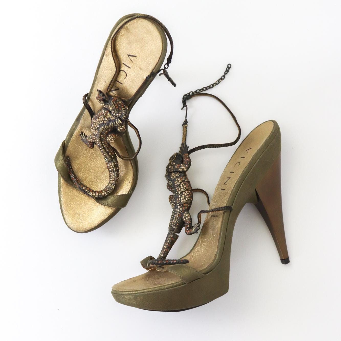 Vintage Vicini Giuseppe Zanotti Crystal Embellished Lizard Platform Heels / 36 ( US 6)