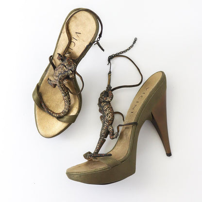 Vintage Vicini Giuseppe Zanotti Crystal Embellished Lizard Platform Heels / 36 ( US 6)