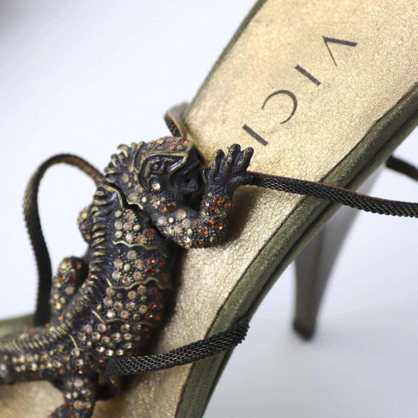 Vintage Vicini Giuseppe Zanotti Crystal Embellished Lizard Platform Heels / 36 ( US 6)