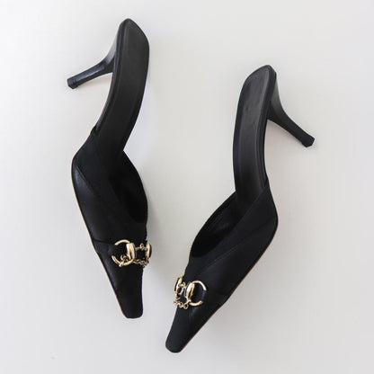 Vintage Gucci by Tom Ford Black GG Logo Monogram Mules Horsebit Heels / 39.5 (US 9.5)