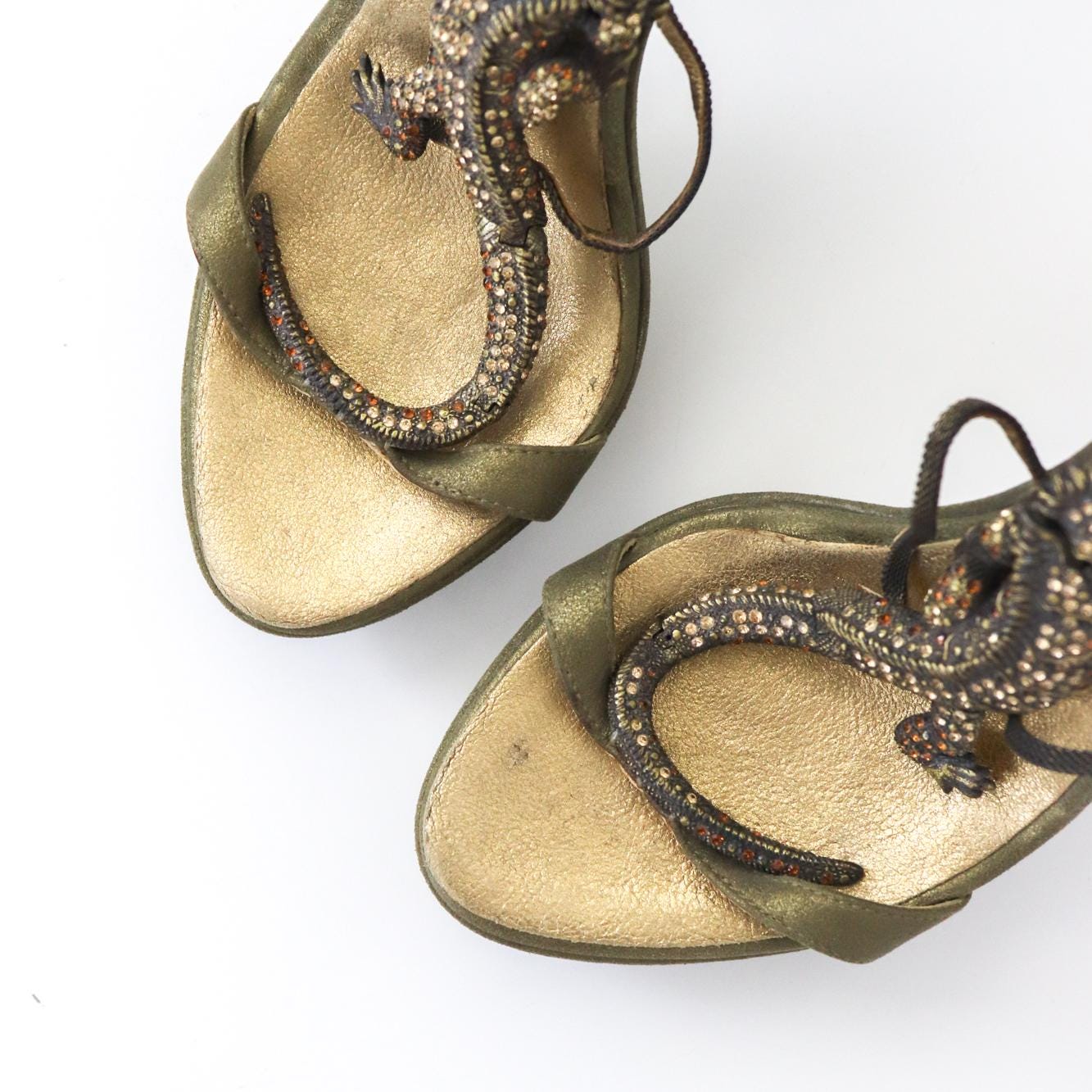 Vintage Vicini Giuseppe Zanotti Crystal Embellished Lizard Platform Heels / 36 ( US 6)