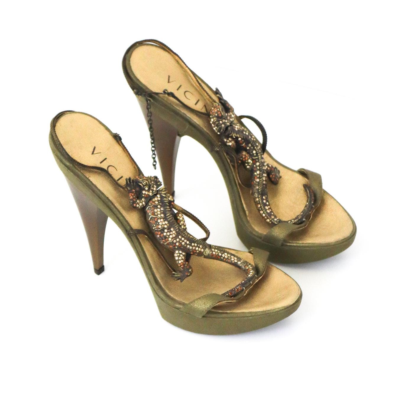 Vintage Vicini Giuseppe Zanotti Crystal Embellished Lizard Platform Heels / 36 ( US 6)