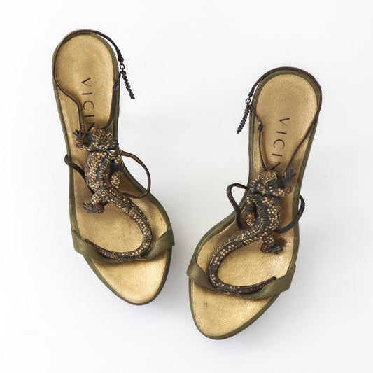 Vintage Vicini Giuseppe Zanotti Crystal Embellished Lizard Platform Heels / 36 ( US 6)