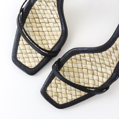 Vintage F/W 2002 Gucci by Tom Ford Black Braided Leather Strappy Heels Bamboo Insole / 36.5 (US 6.5)