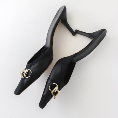 Vintage Gucci by Tom Ford Black GG Logo Monogram Mules Horsebit Heels / 39.5 (US 9.5)