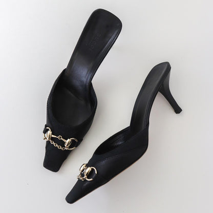 Vintage Gucci by Tom Ford Black GG Logo Monogram Mules Horsebit Heels / 39.5 (US 9.5)