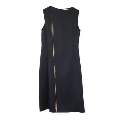 Vintage F/W 1997 Calvin Klein Collection Black Satin Dress Gold Line Detail / XS