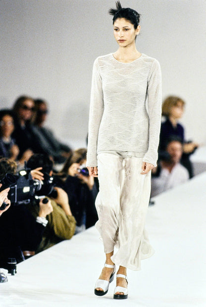 Vintage S/S 1994 Calvin Klein Collection Ivory Silk Knit Sweater / S