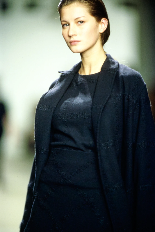 Vintage F/W 1998 Calvin Klein Collection Textured Wool Runway Coat / S